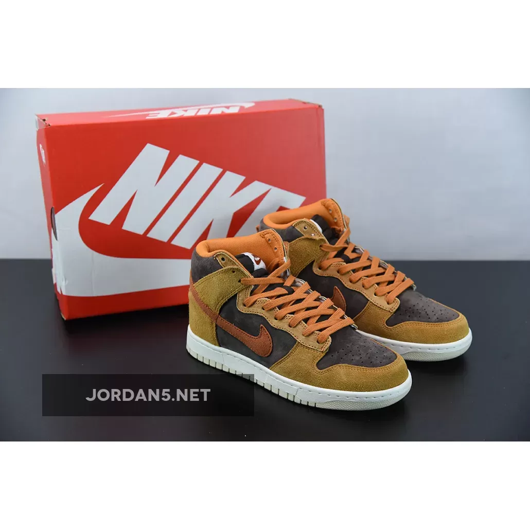 Nike Dunk High PRM Velvet Brown/Dark Russet-Dark Curry-Sail