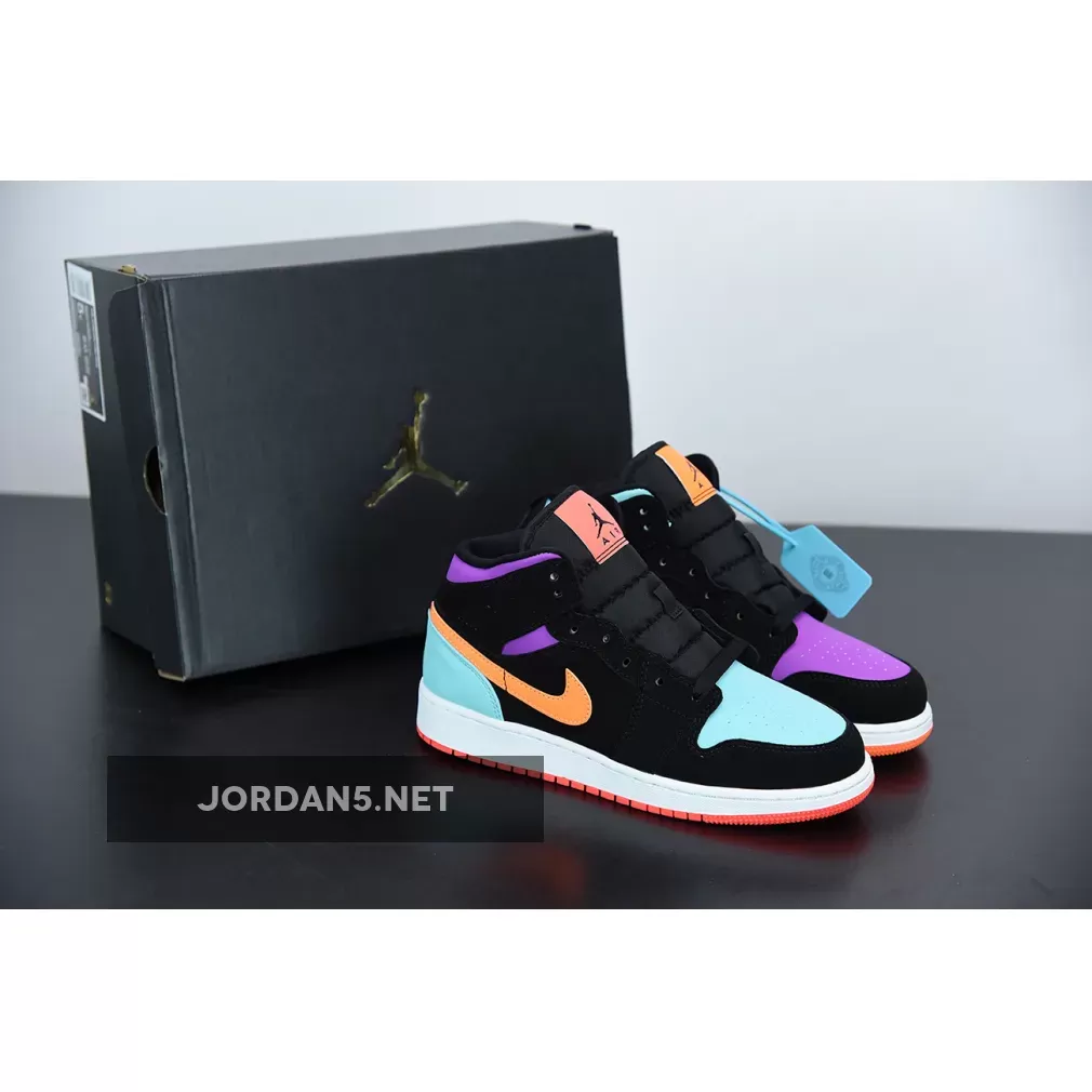 Air Jordan 1 Mid 'Candy' Black/Total Orange 554725-083 AJ1 / purple and black jordan 6