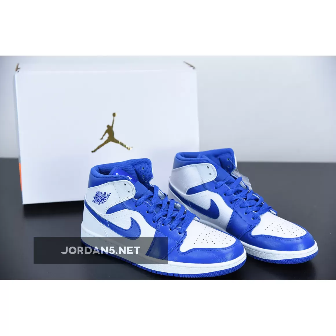 Air Jordan 1 Mid White/Hyper Royal 554724-114 #black white hyper royal jordan 1