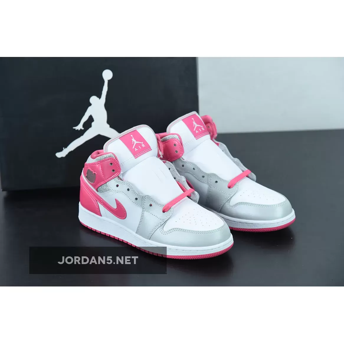 Air Jordan 1 Mid GS White/Metallic Platinum-Dynamic Pink 555112-109 Discount