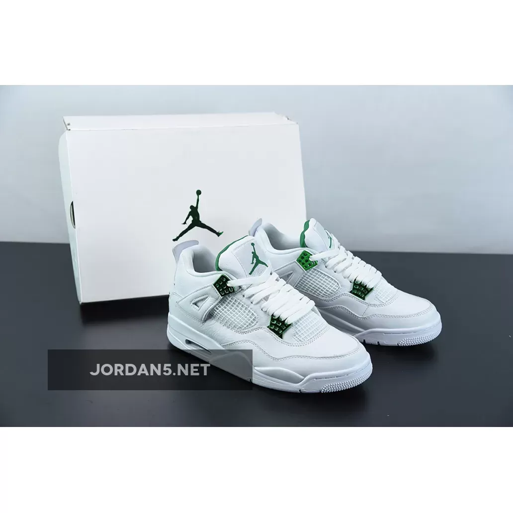 Air Jordan 4 'Green Metallic' White/Pine Green-Metallic Silver jordans green and white