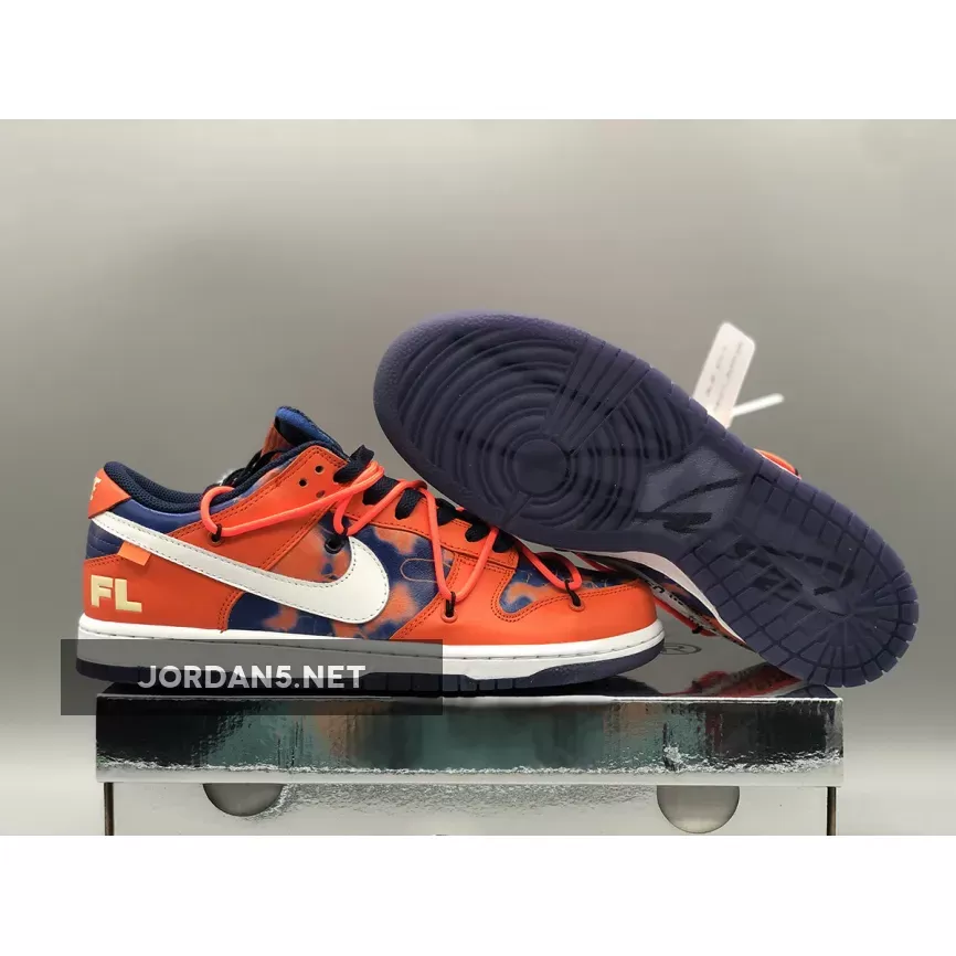 Off-White x Futura x Nike SB Dunk Low Fluro Orange/Blue | blue offwhite