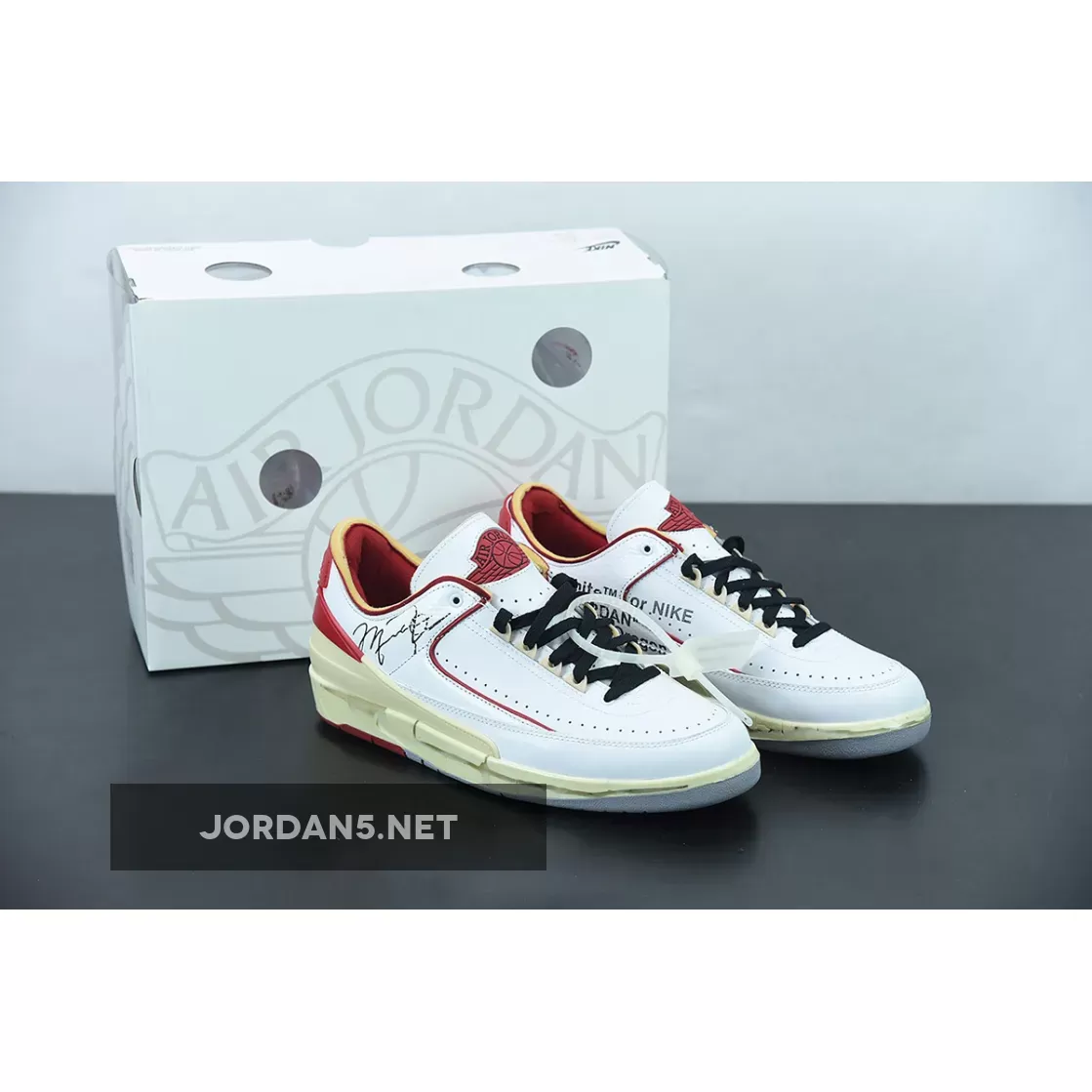 Jordan 2 Retro Low Sp Off- WHITE/SAIL-RED-GREY AJ2 / off white retros