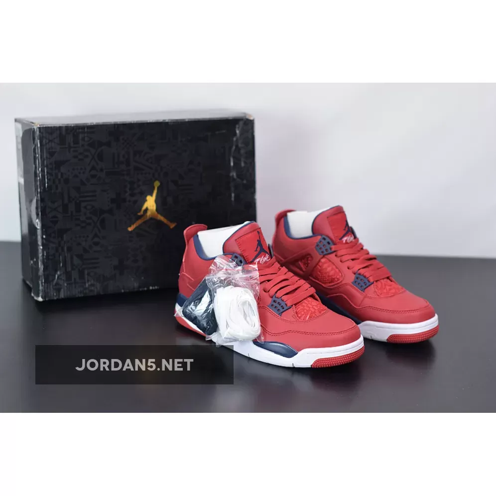 Air Jordan 4 SE 'FIBA' Gym Red/White-Metallic Gold-Obsidian #air jordan 4 retro gym red/obsidian-white-metallic gold