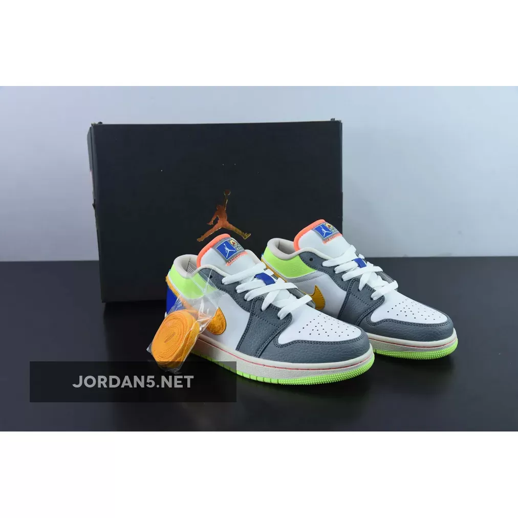 Air Jordan 1 Low 'Hoops' White/Coconut Milk-Green-Orange FB1835-181 - jordan hoops low