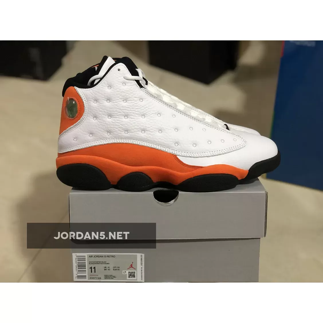 Air Jordan 13 Retro White/Black/Starfish AJ13 orange white 13s