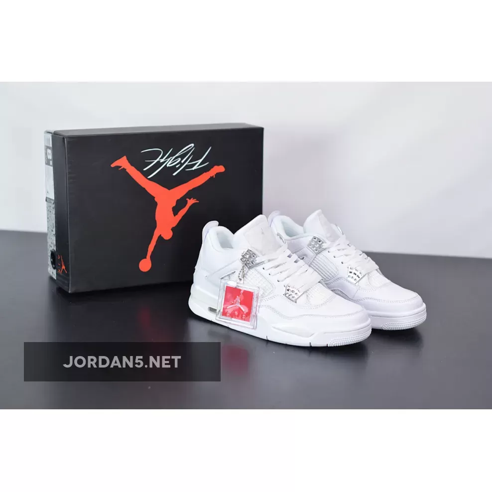 Air Jordan 4 Retro 'Pure Money' White/Metallic Silver-Pure Platinum / jordan pure money 4s