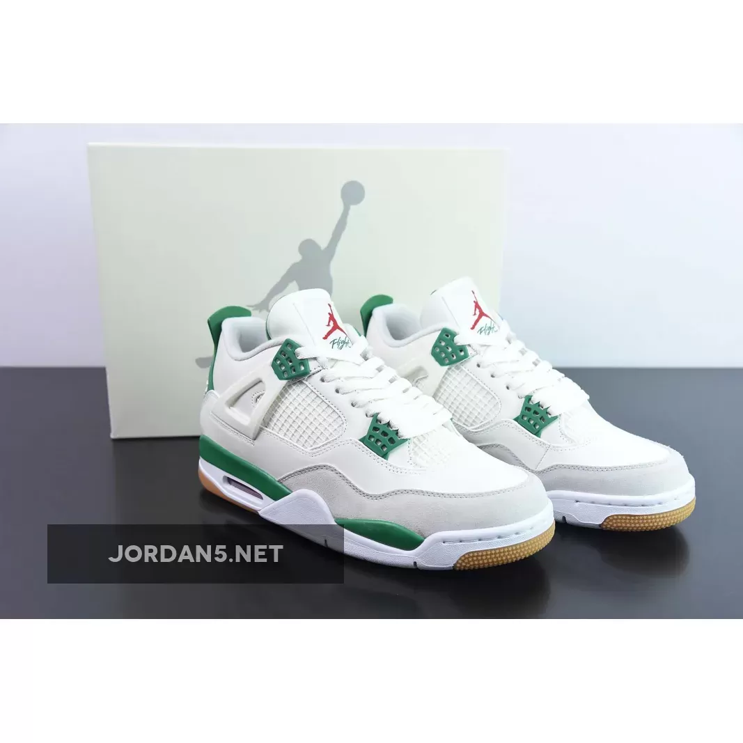 Nike SB x Air Jordan 4 Sail/Pine Green-Neutral Grey-White DR5415-103 / green jordan