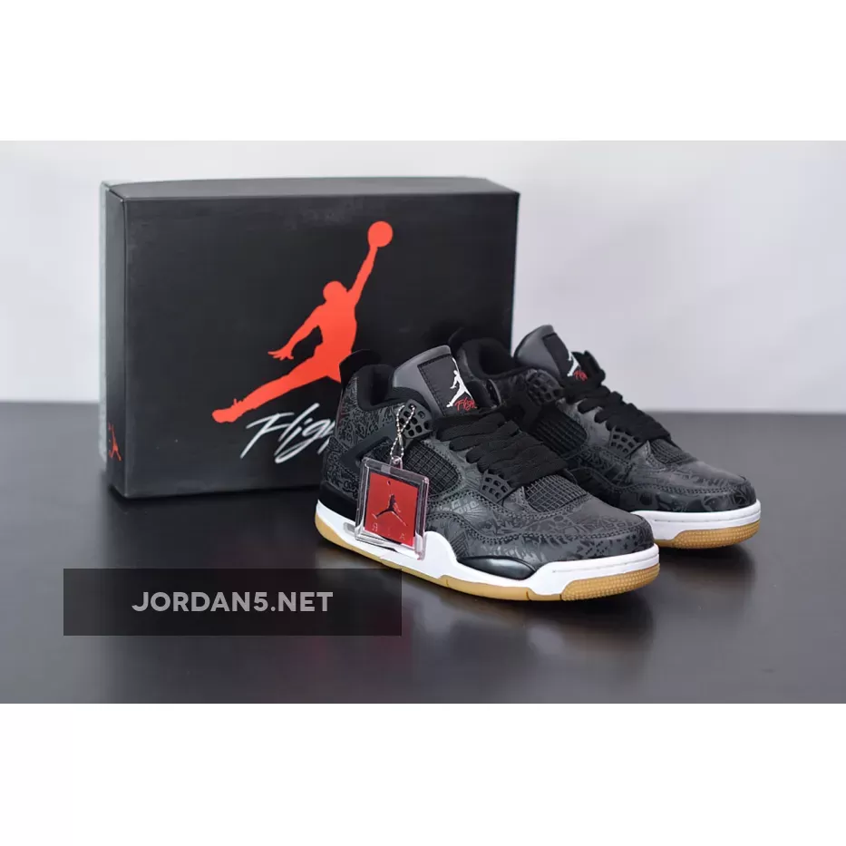 Air Jordan 4 Retro Se BLACK/WHITE-GUM LIGHT BROWN AJ4 retro 4 laser