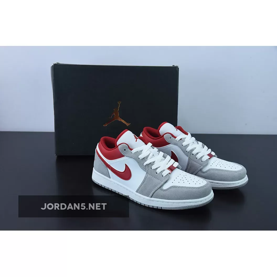 Air Jordan 1 Low Light Smoke Grey/White-Gym Red DC6991-016 white red and gray jordans