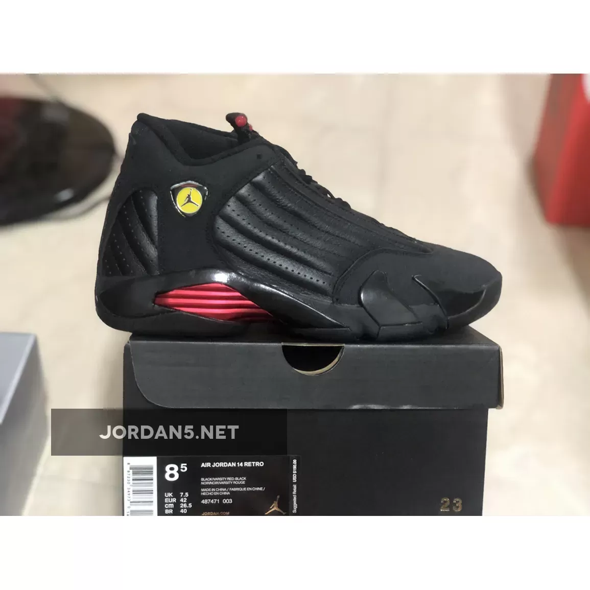 Air Jordan 14 Retro 'Last Shot' AJ14 BLACK/VARSITY RED #last shot jordan 14