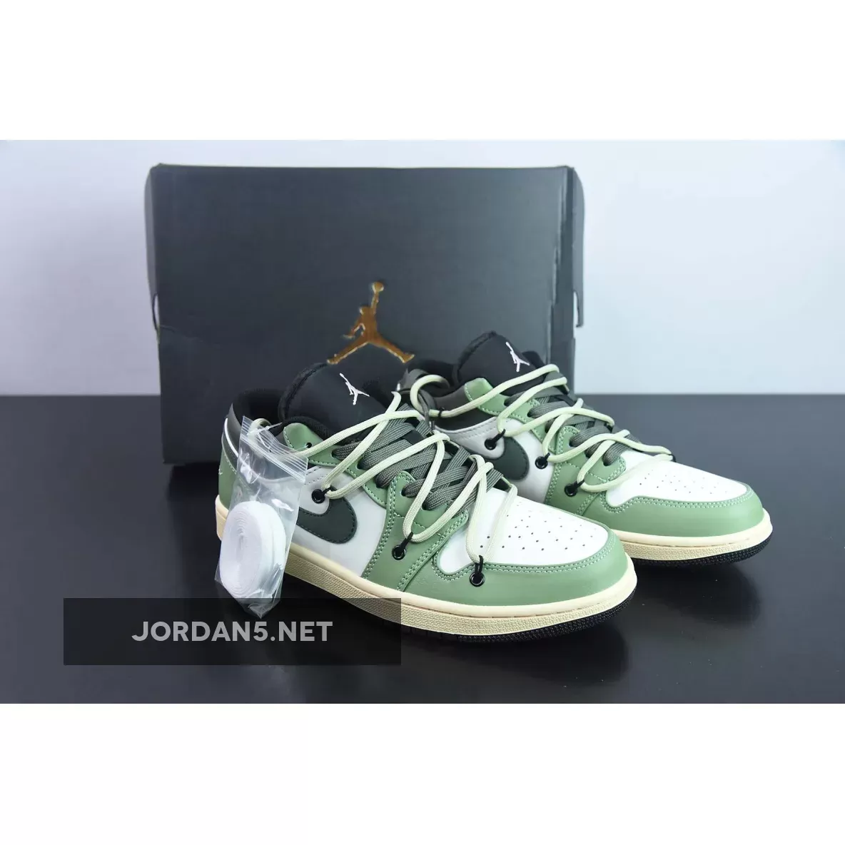 Custom Air Jordan 1 Low White Black Green